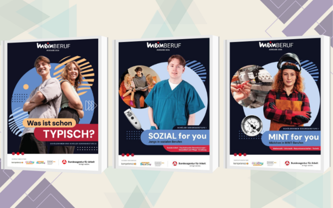 Grafik mit Titelseiten von Typisch ich und MINT und SOZIAL for you